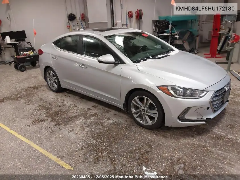 KMHD84LF6HU172180 2017 Hyundai Elantra Limited