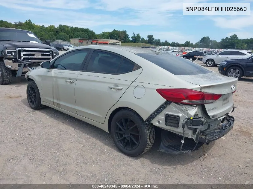 2017 Hyundai Elantra Se VIN: 5NPD84LF0HH025660 Lot: 40249345