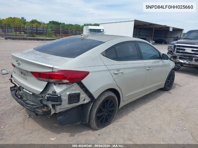 2017 Hyundai Elantra Se VIN: 5NPD84LF0HH025660 Lot: 40249345