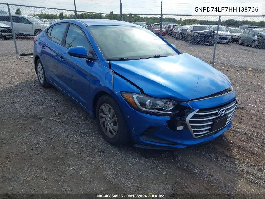 5NPD74LF7HH138766 2017 Hyundai Elantra Se