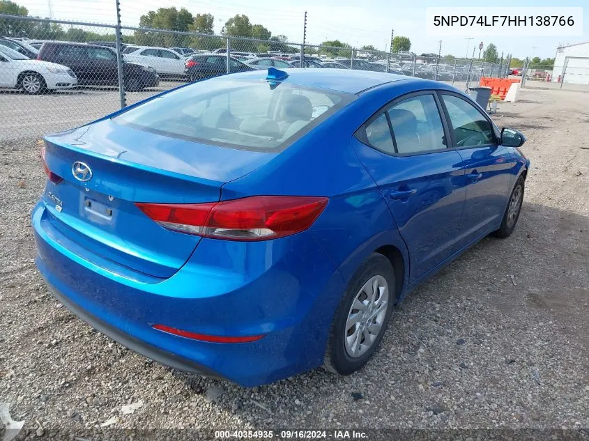 5NPD74LF7HH138766 2017 Hyundai Elantra Se