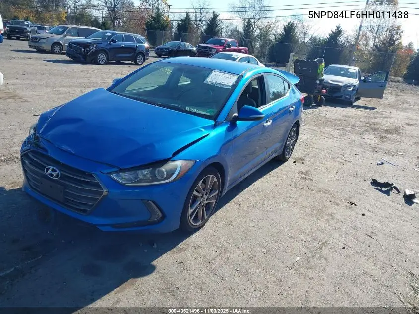 5NPD84LF6HH011438 2017 Hyundai Elantra Limited