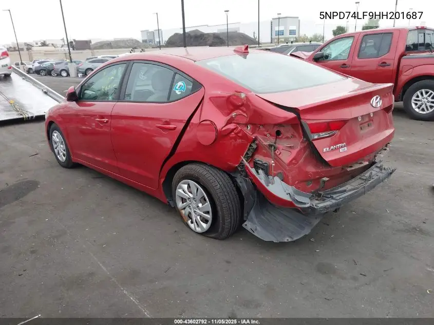 5NPD74LF9HH201687 2017 Hyundai Elantra Se