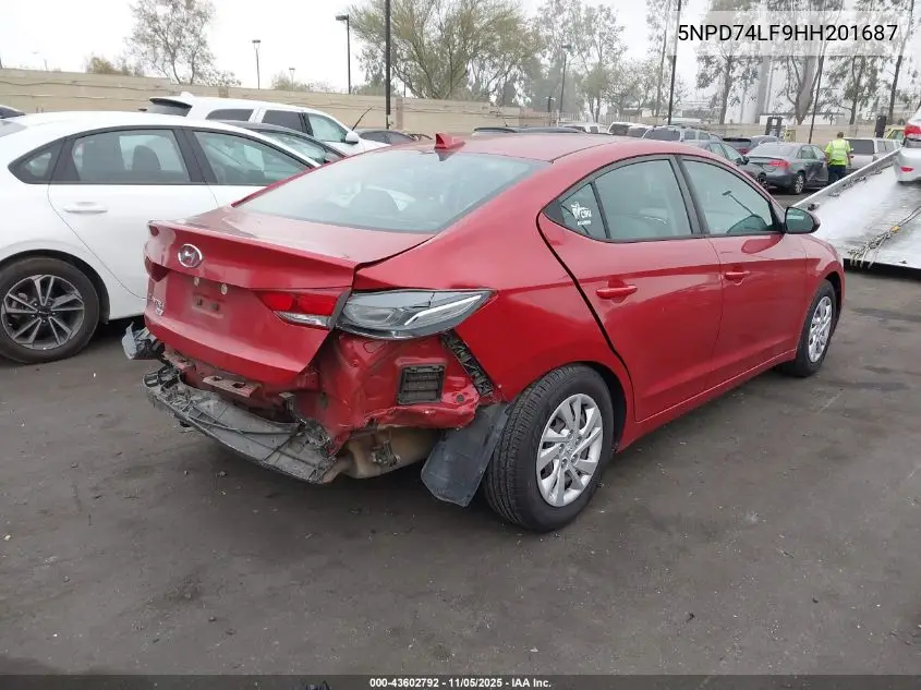 5NPD74LF9HH201687 2017 Hyundai Elantra Se