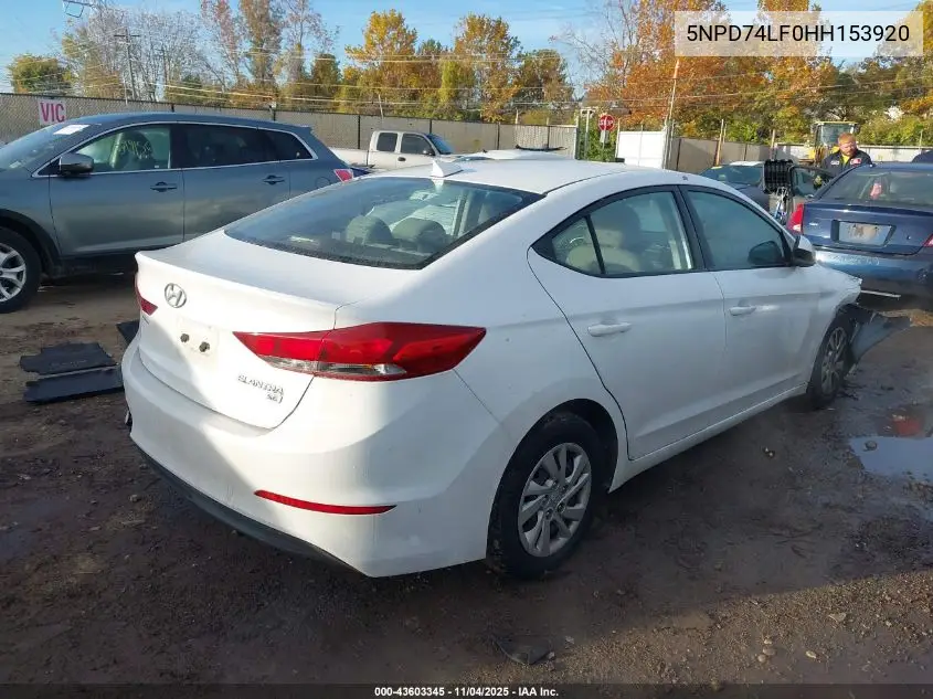 5NPD74LF0HH153920 2017 Hyundai Elantra Se