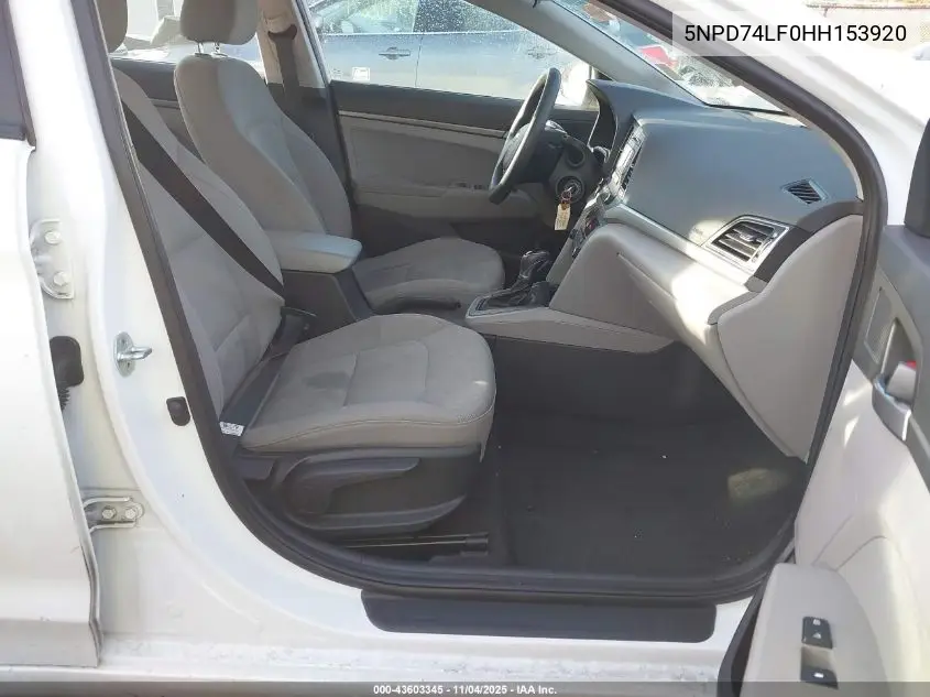 5NPD74LF0HH153920 2017 Hyundai Elantra Se