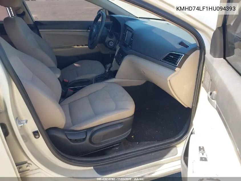 KMHD74LF1HU094393 2017 Hyundai Elantra Se