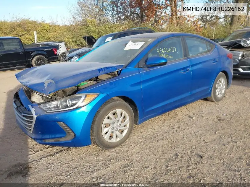 KMHD74LF8HU226162 2017 Hyundai Elantra Se