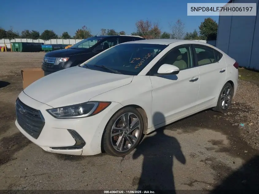 5NPD84LF7HH006197 2017 Hyundai Elantra Limited