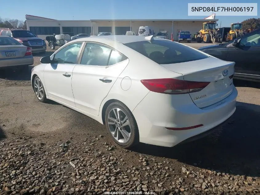5NPD84LF7HH006197 2017 Hyundai Elantra Limited