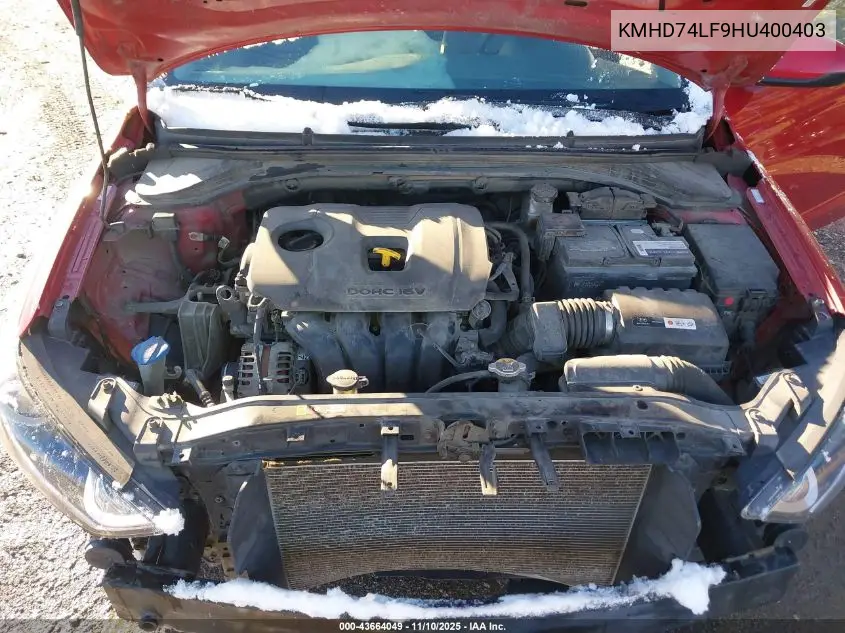 KMHD74LF9HU400403 2017 Hyundai Elantra Se