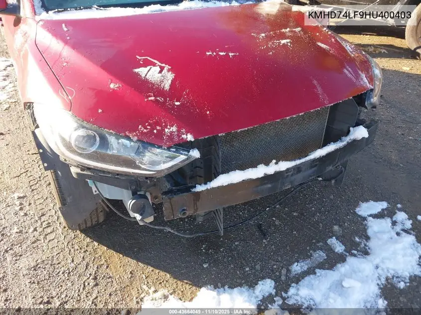 KMHD74LF9HU400403 2017 Hyundai Elantra Se