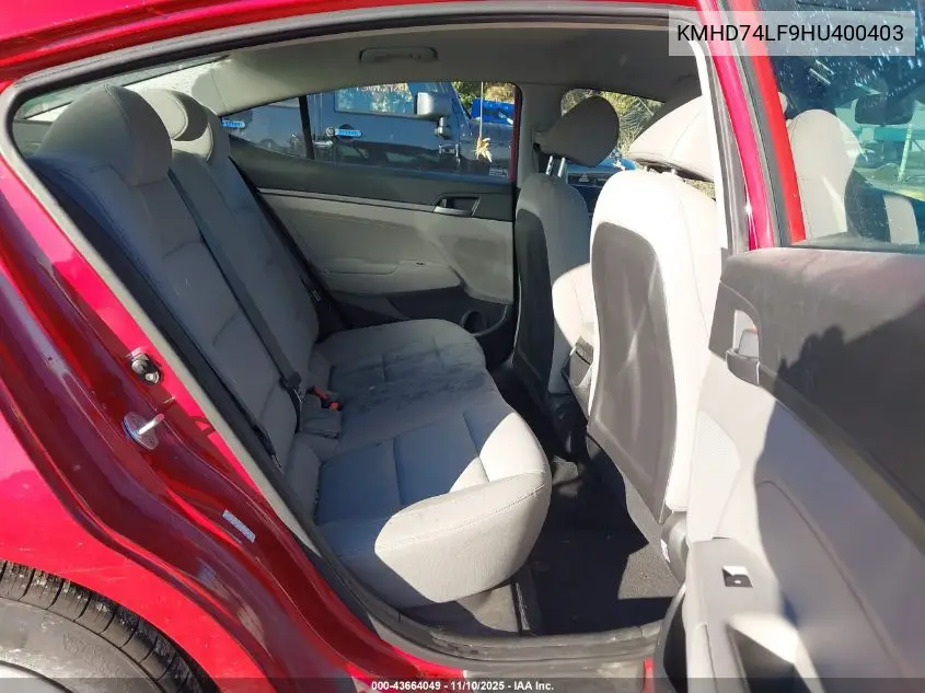 KMHD74LF9HU400403 2017 Hyundai Elantra Se