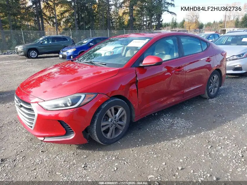 KMHD84LF2HU362736 2017 Hyundai Elantra Value Edition