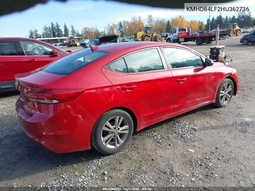 KMHD84LF2HU362736 2017 Hyundai Elantra Value Edition