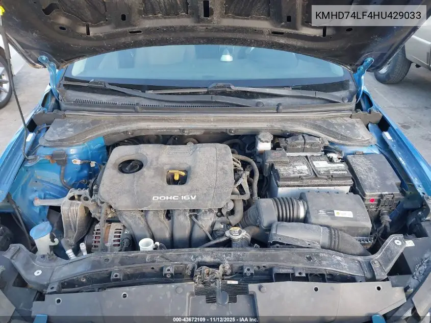 KMHD74LF4HU429033 2017 Hyundai Elantra Se