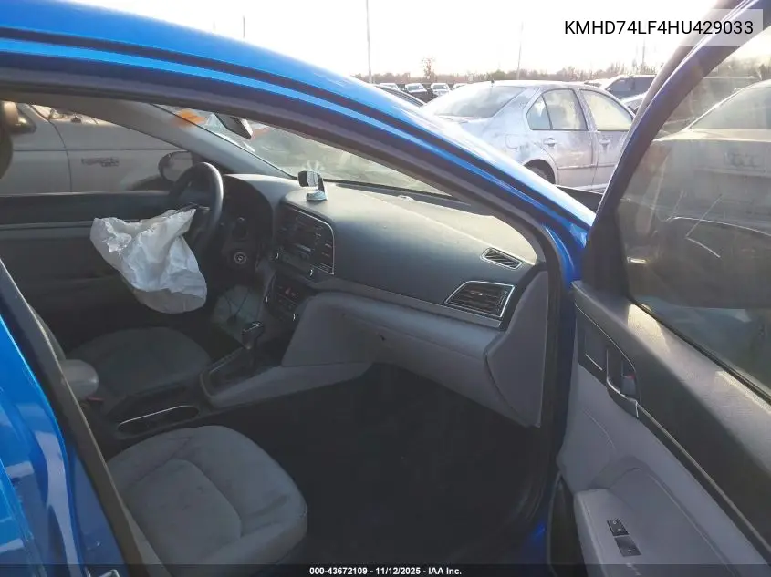 KMHD74LF4HU429033 2017 Hyundai Elantra Se