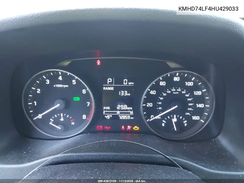 KMHD74LF4HU429033 2017 Hyundai Elantra Se