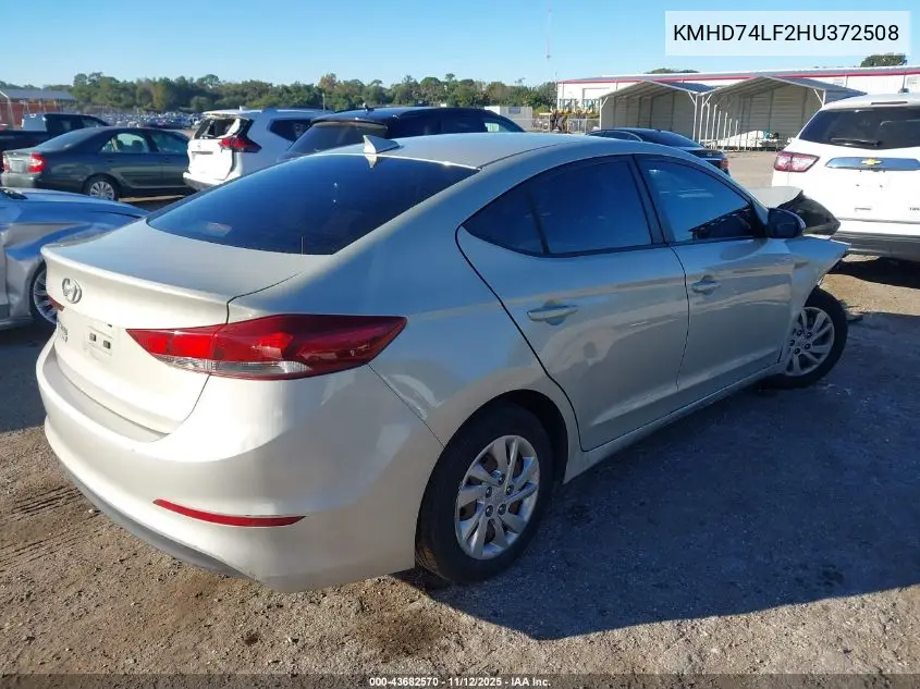 KMHD74LF2HU372508 2017 Hyundai Elantra Se