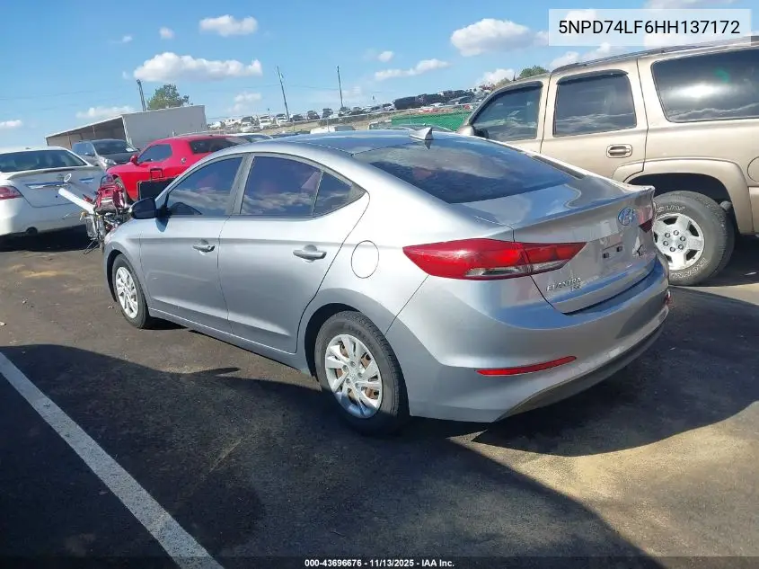 5NPD74LF6HH137172 2017 Hyundai Elantra Se