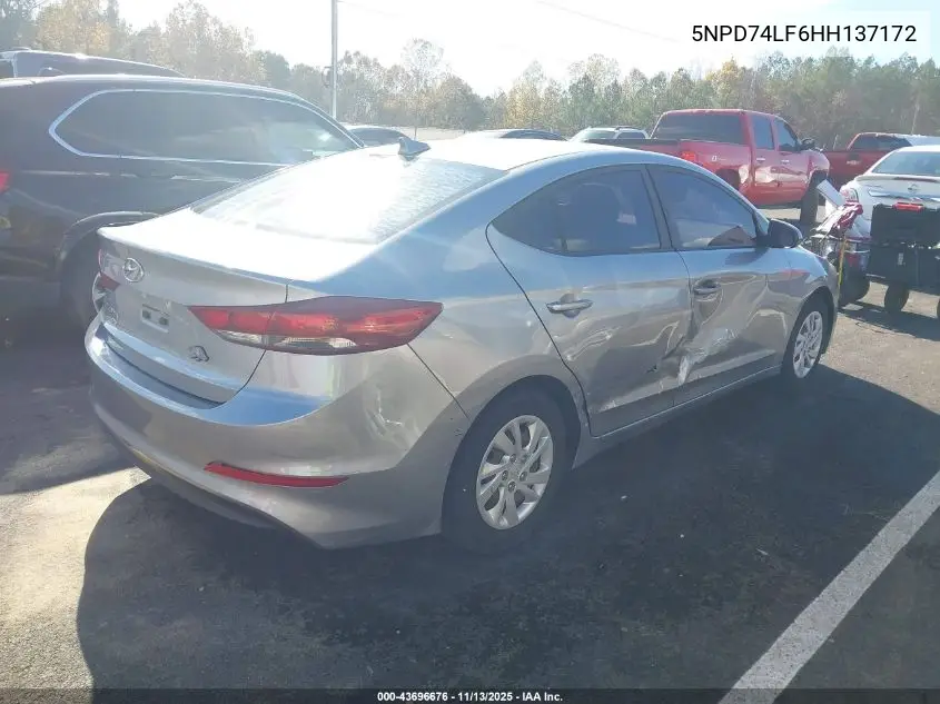 5NPD74LF6HH137172 2017 Hyundai Elantra Se