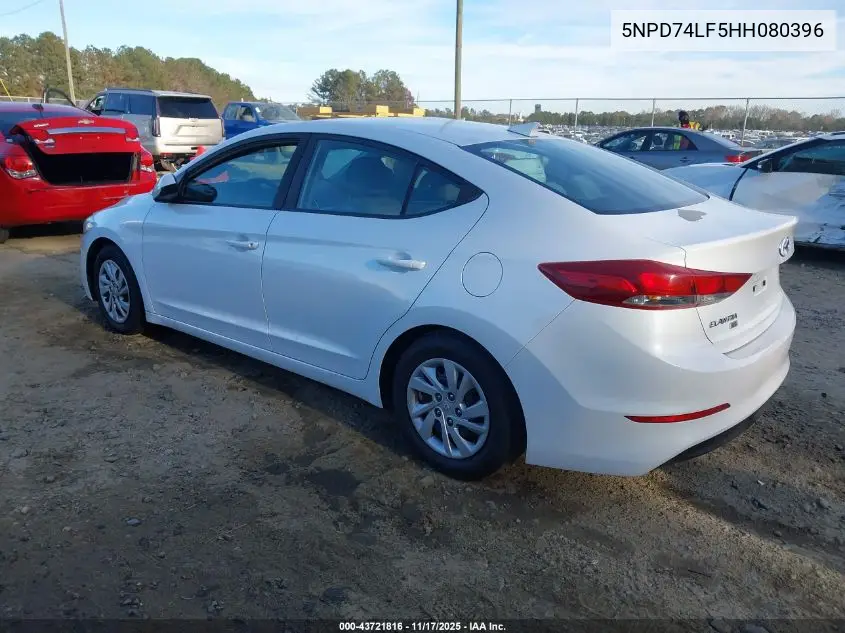 5NPD74LF5HH080396 2017 Hyundai Elantra Se