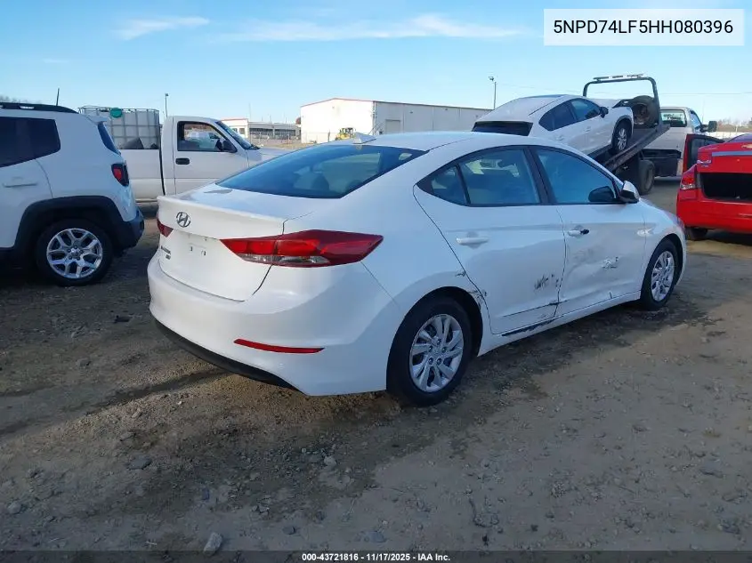 5NPD74LF5HH080396 2017 Hyundai Elantra Se