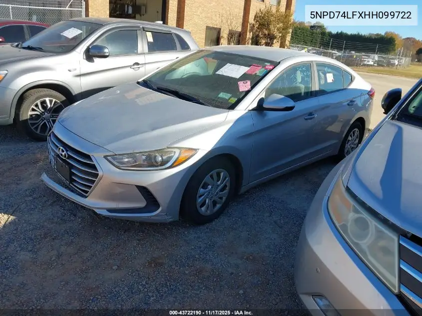 5NPD74LFXHH099722 2017 Hyundai Elantra Se