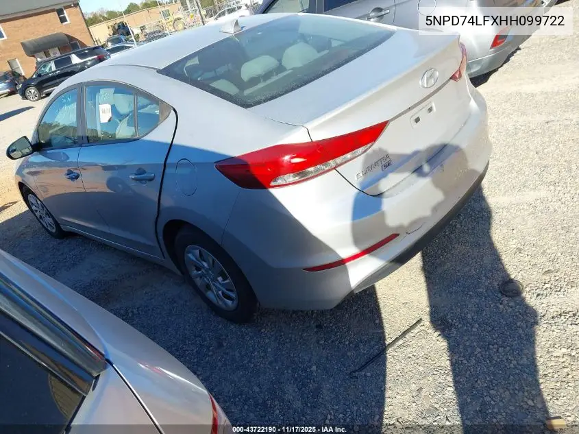 5NPD74LFXHH099722 2017 Hyundai Elantra Se