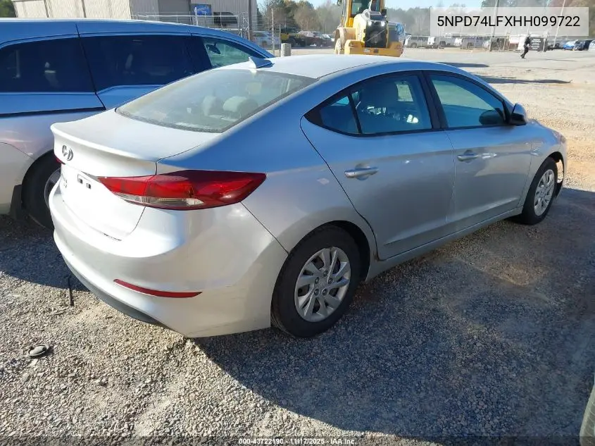 5NPD74LFXHH099722 2017 Hyundai Elantra Se