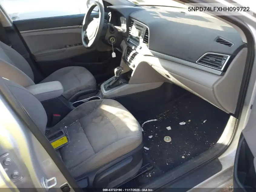 5NPD74LFXHH099722 2017 Hyundai Elantra Se
