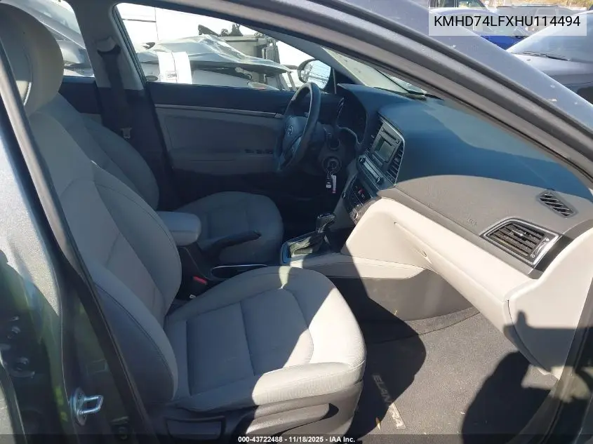 KMHD74LFXHU114494 2017 Hyundai Elantra Se
