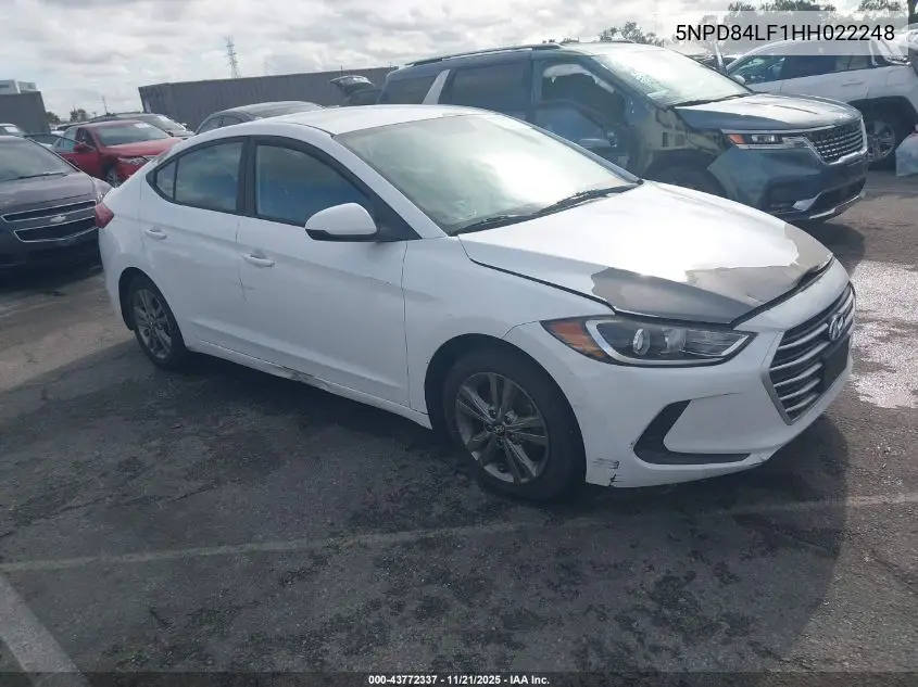 5NPD84LF1HH022248 2017 Hyundai Elantra Se