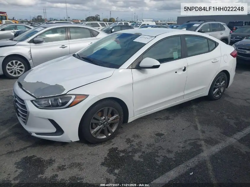 5NPD84LF1HH022248 2017 Hyundai Elantra Se