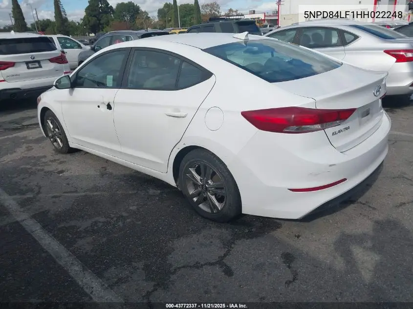 5NPD84LF1HH022248 2017 Hyundai Elantra Se