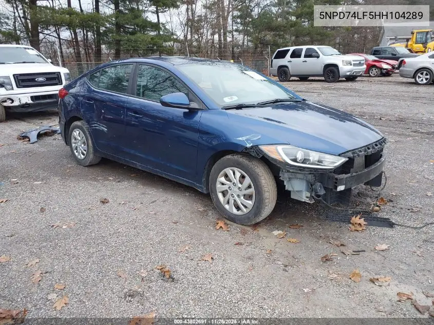 5NPD74LF5HH104289 2017 Hyundai Elantra Se