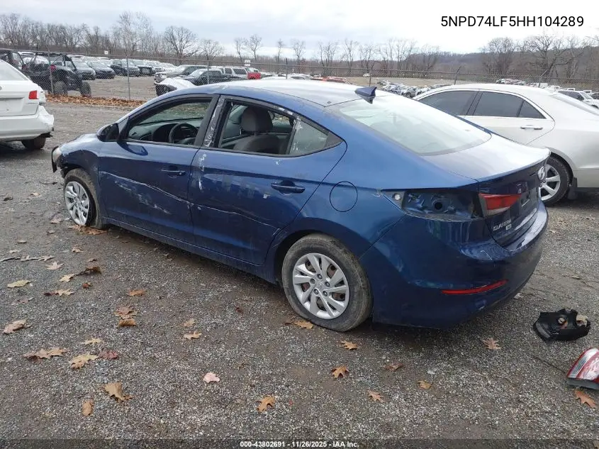 5NPD74LF5HH104289 2017 Hyundai Elantra Se