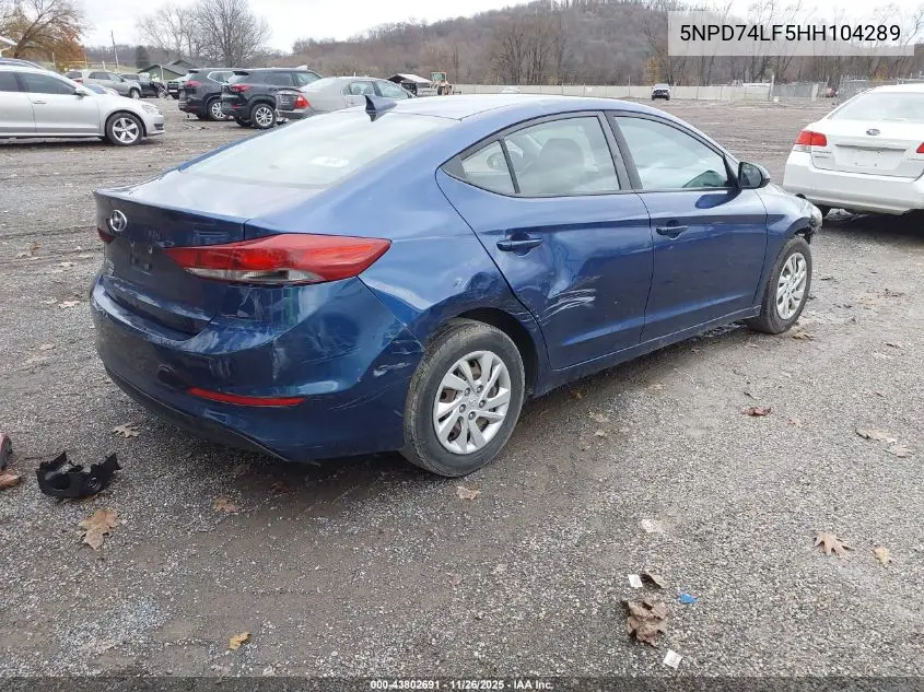 5NPD74LF5HH104289 2017 Hyundai Elantra Se