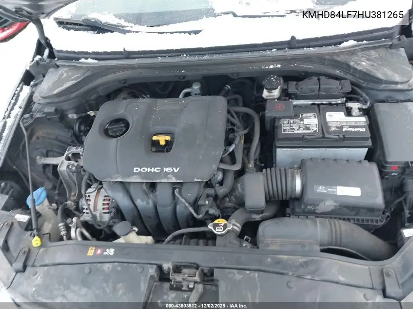 KMHD84LF7HU381265 2017 Hyundai Elantra Se