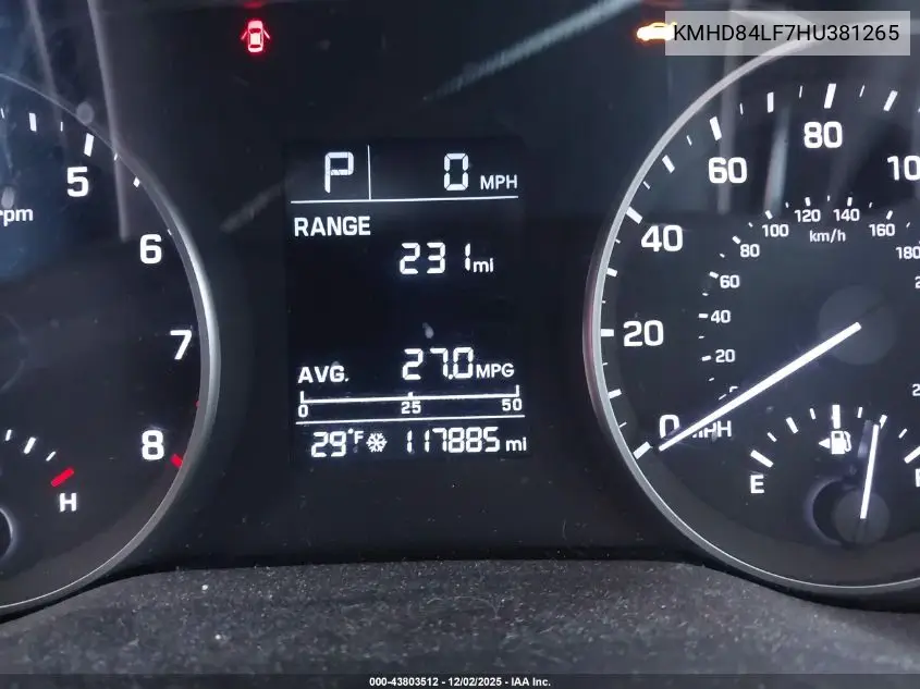 KMHD84LF7HU381265 2017 Hyundai Elantra Se