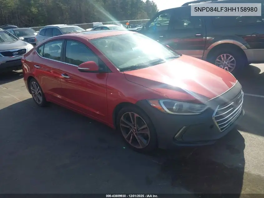 5NPD84LF3HH158980 2017 Hyundai Elantra Limited