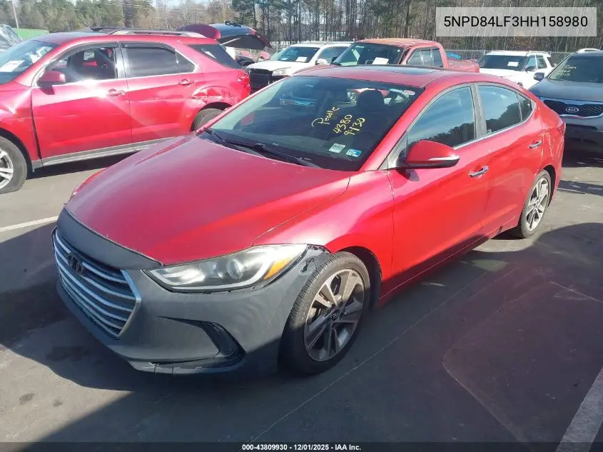 5NPD84LF3HH158980 2017 Hyundai Elantra Limited