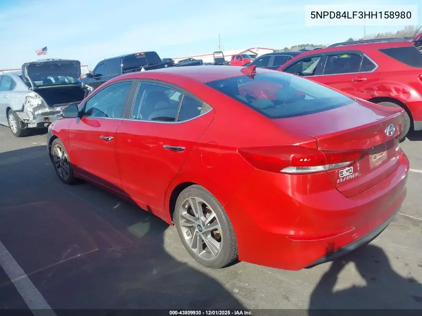 5NPD84LF3HH158980 2017 Hyundai Elantra Limited
