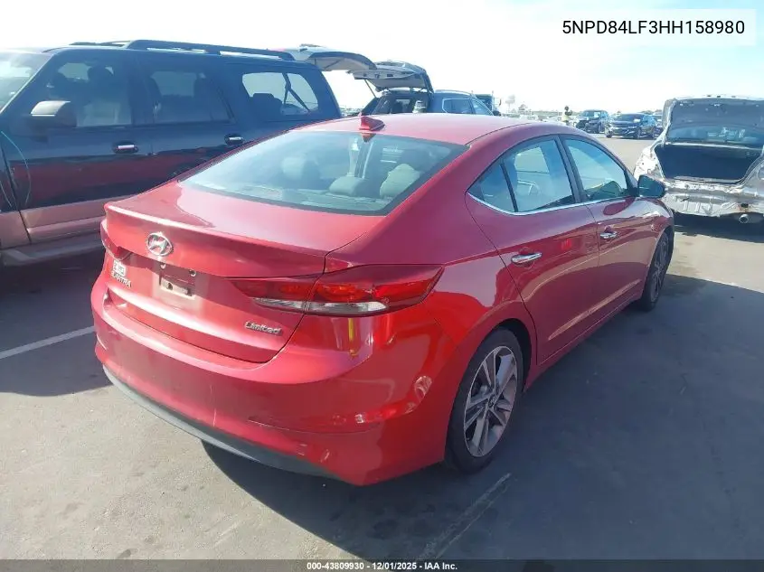 5NPD84LF3HH158980 2017 Hyundai Elantra Limited
