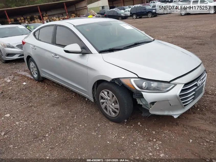 5NPD74LF6HH175257 2017 Hyundai Elantra Se
