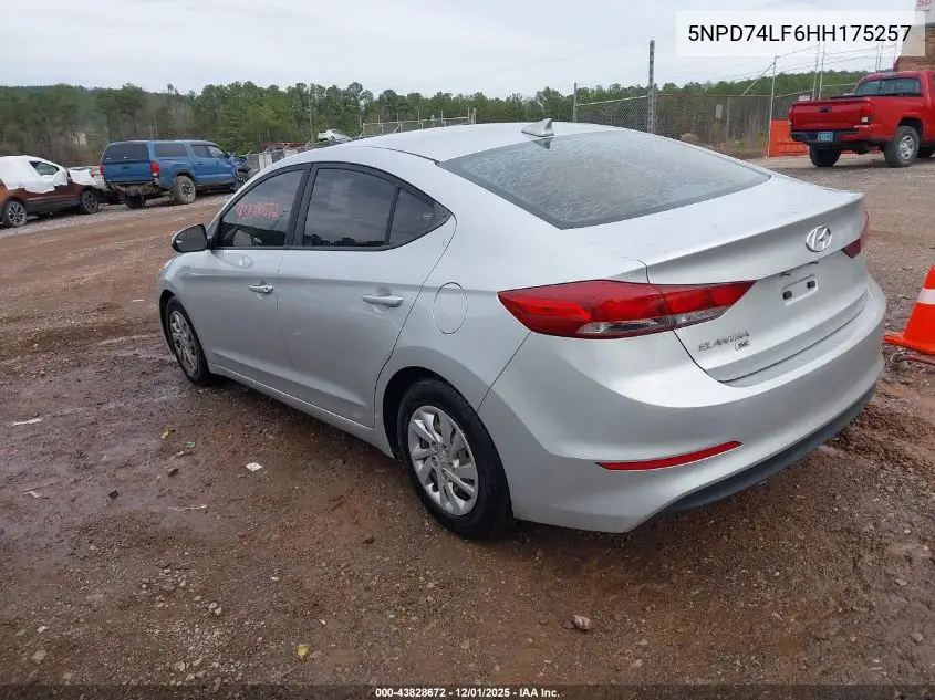 5NPD74LF6HH175257 2017 Hyundai Elantra Se