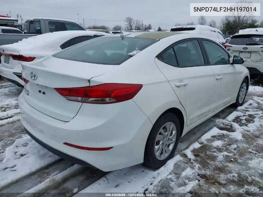 5NPD74LF2HH197014 2017 Hyundai Elantra Se
