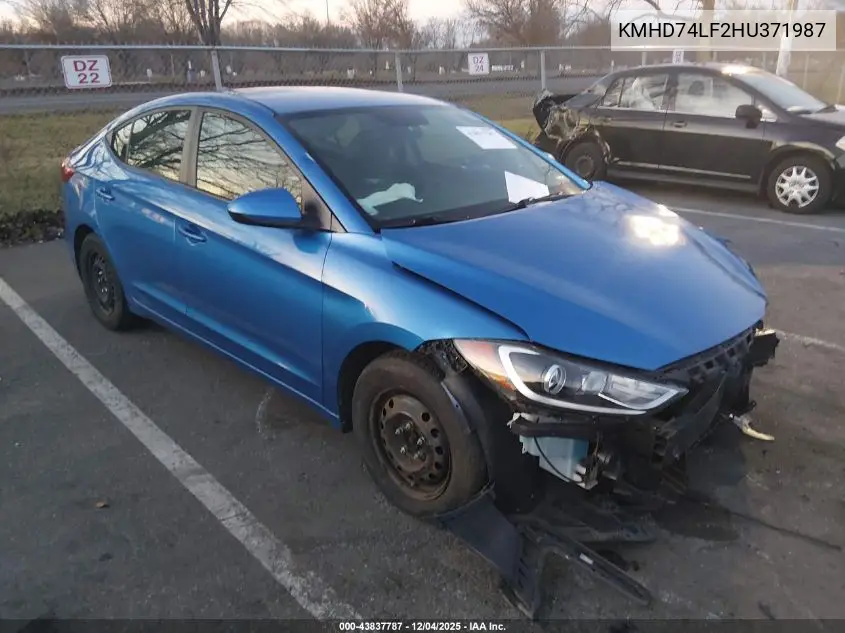 KMHD74LF2HU371987 2017 Hyundai Elantra Se
