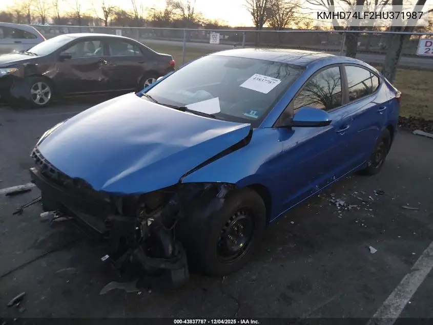 KMHD74LF2HU371987 2017 Hyundai Elantra Se