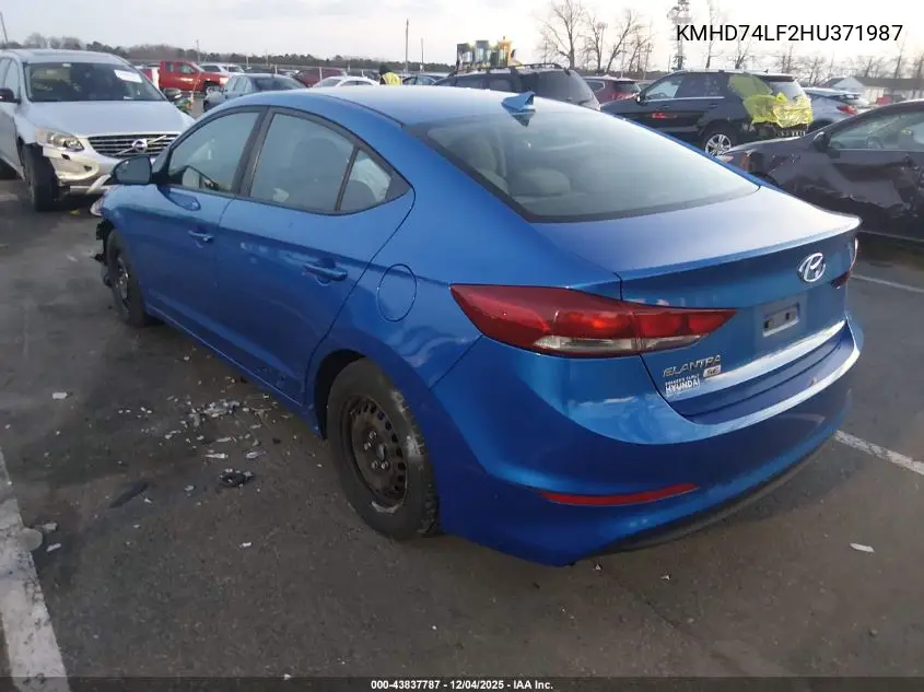 KMHD74LF2HU371987 2017 Hyundai Elantra Se